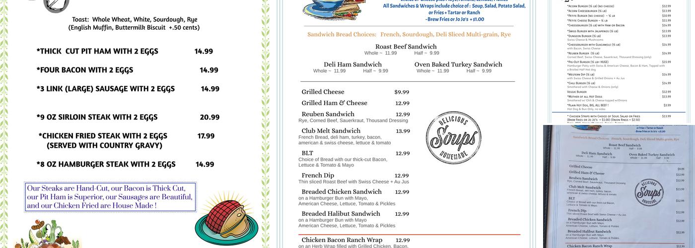 Acorn Saloon & Feeding Station Menu