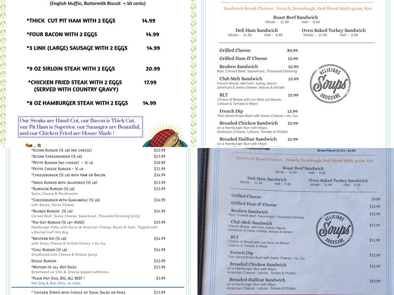 Acorn Saloon & Feeding Station Menu