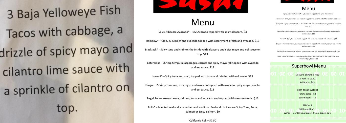 Fired Up Brewing Menu