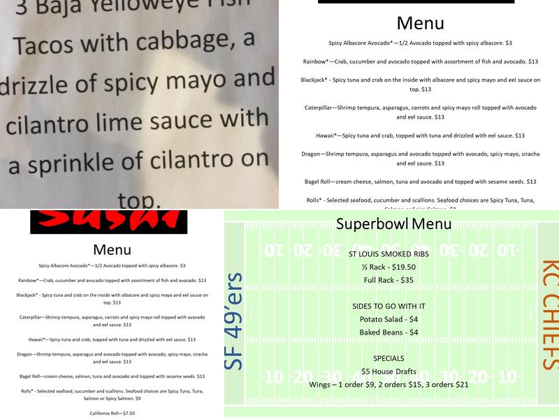 Fired Up Brewing Menu