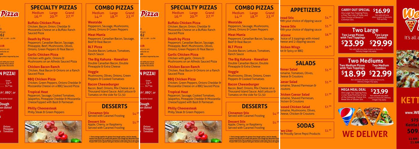 Mama's Boy Pizza Menu