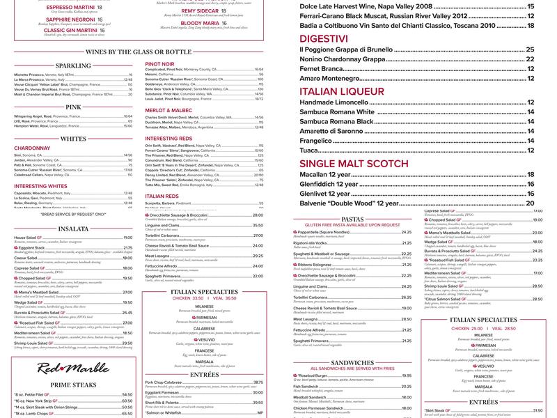 The Rosebud Menu