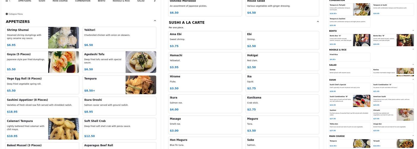 Fujiyama Japanese Restaurant Menu