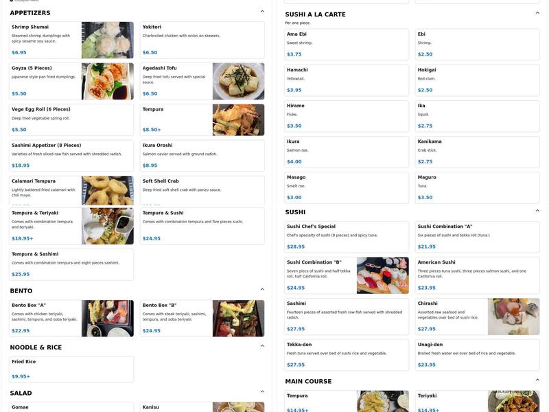 Fujiyama Japanese Restaurant Menu