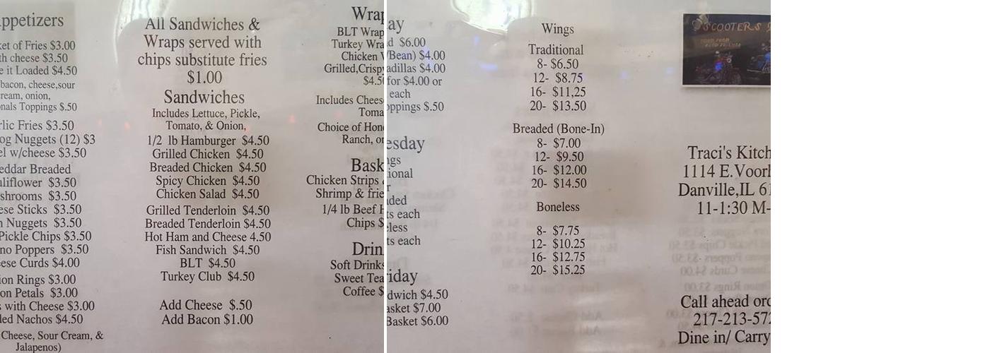 Scooters- Austin's Place Menu