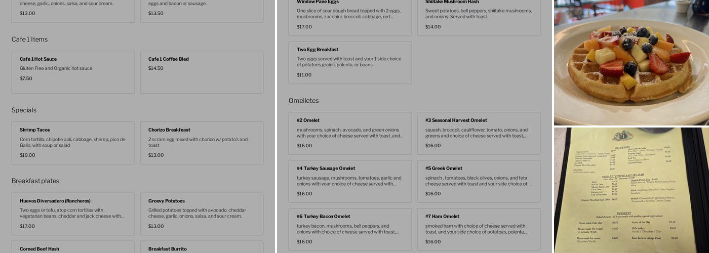 Cafe One Menu