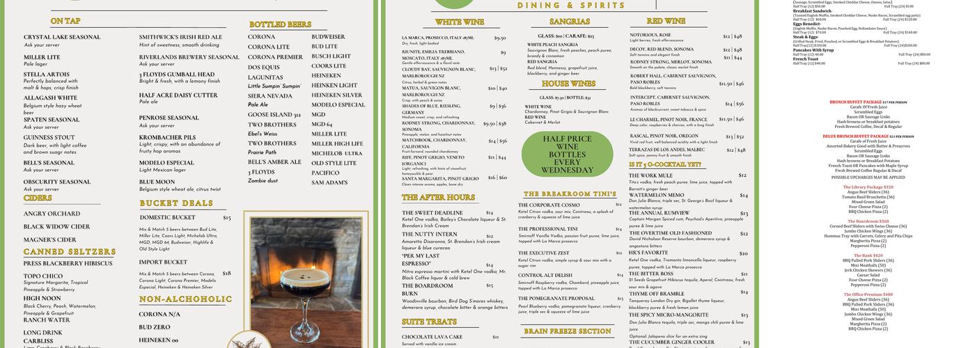 The Office Dining & Spirits Menu