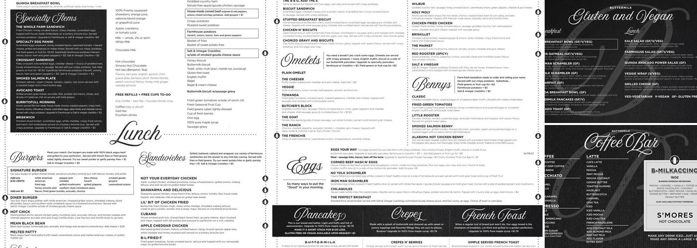 Buttermilk Cafe Menu