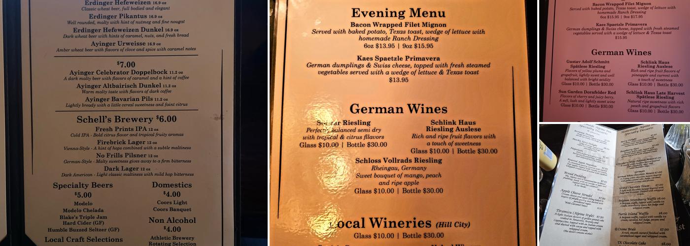 Alpine Inn Menu