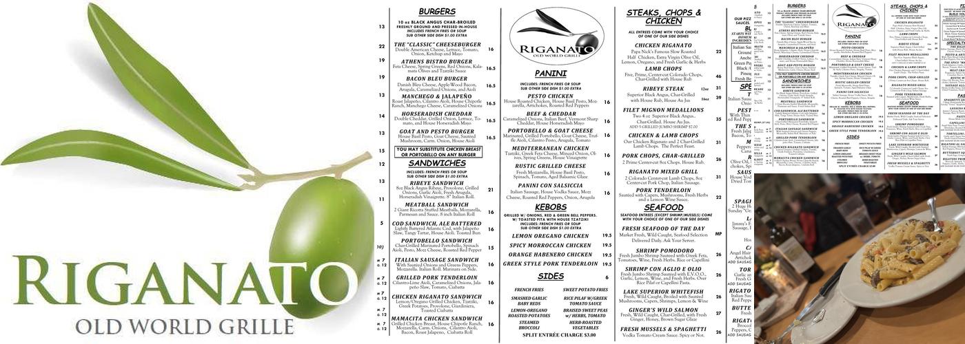 Riganato Menu