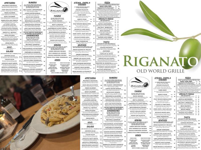 Riganato Menu
