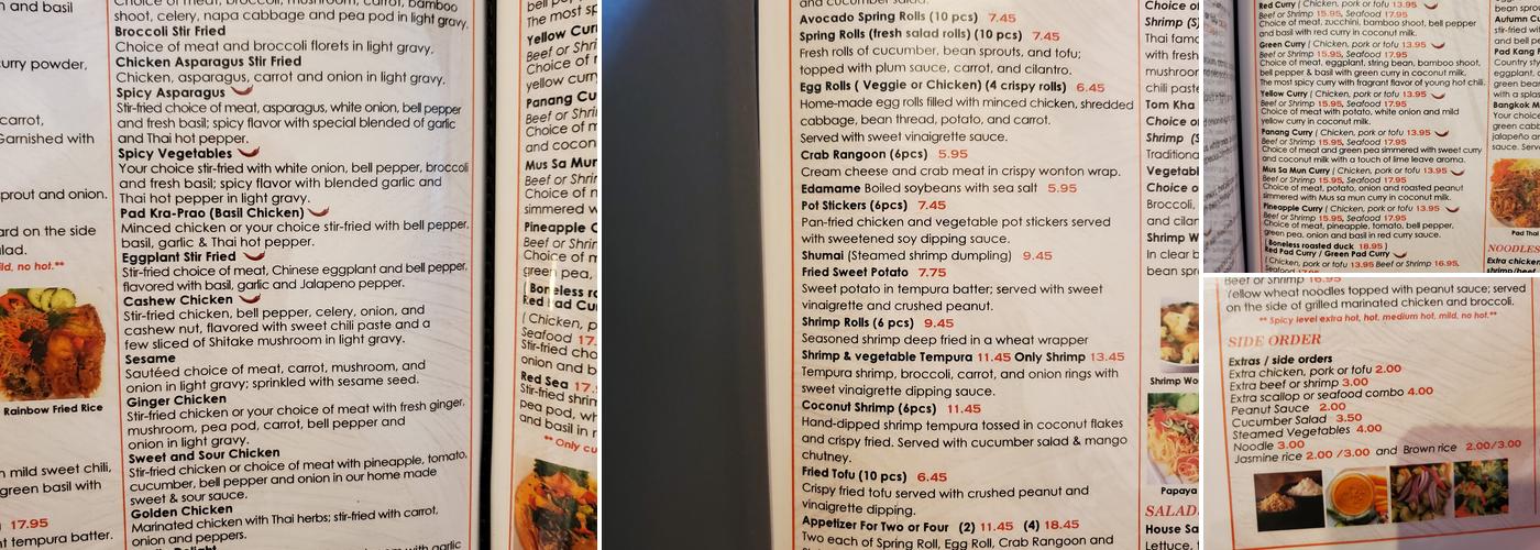 MalyThai Menu