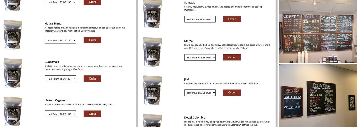 Arcedium Coffeehouse Menu