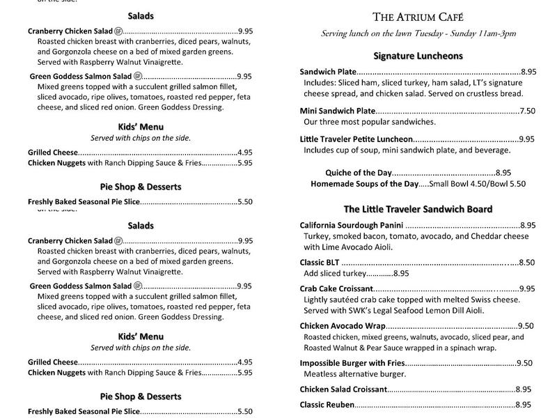 Atrium Cafe Menu