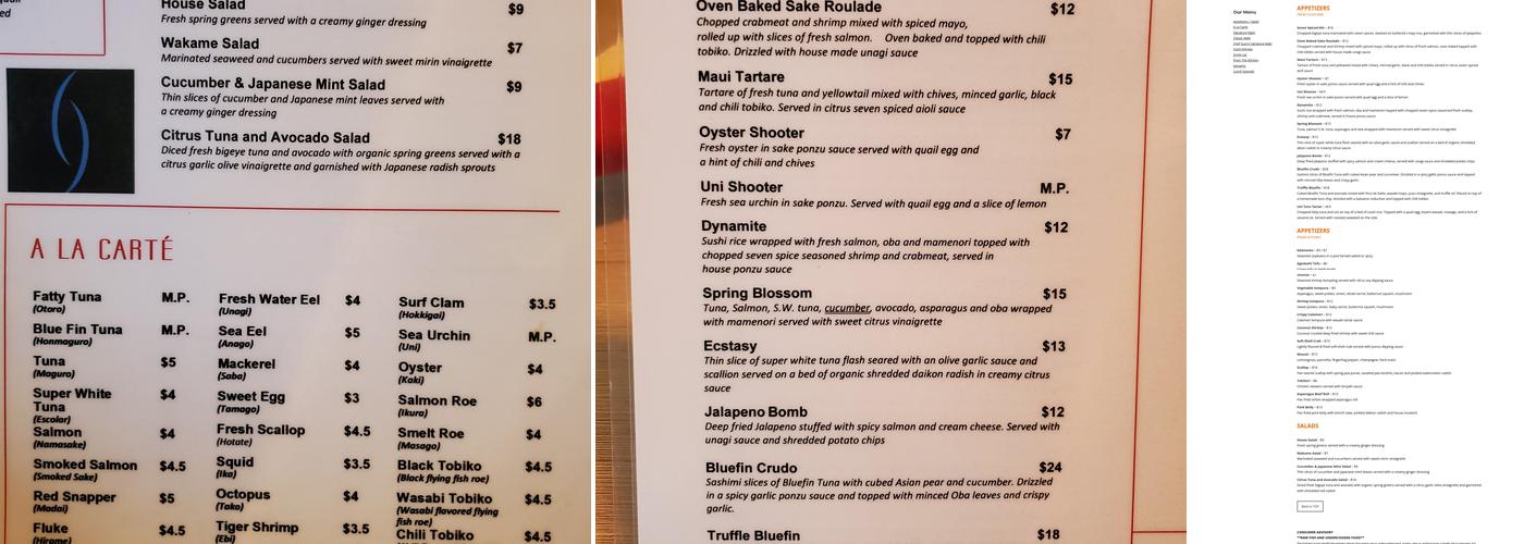 Chef Soon Contemporary Sushi & Bar Menu