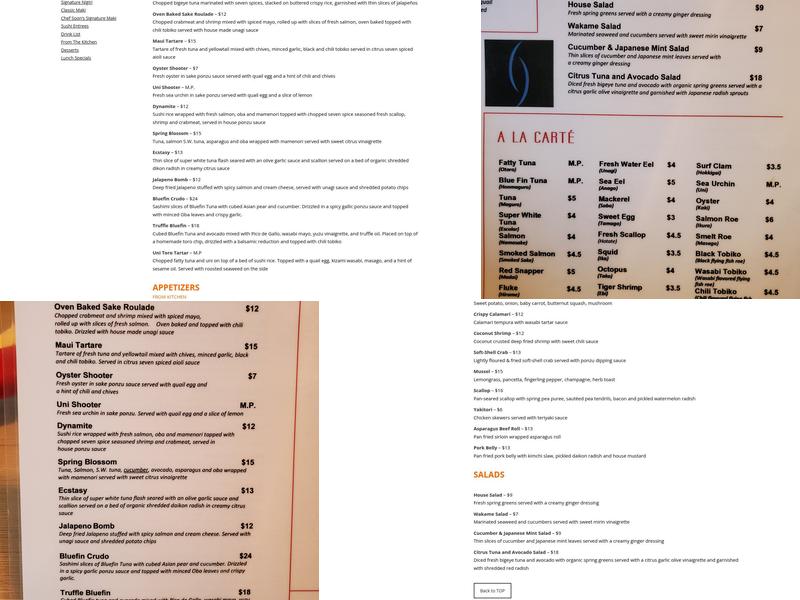 Chef Soon Contemporary Sushi & Bar Menu