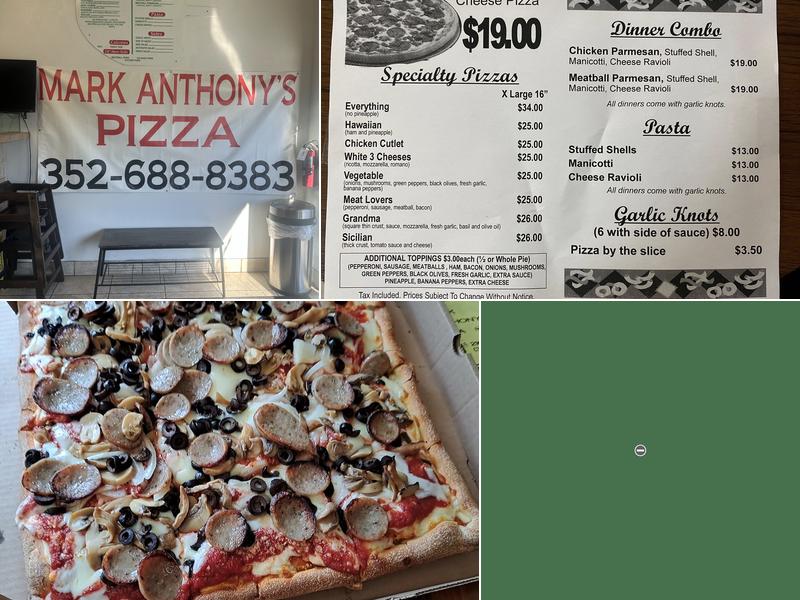 Mark Anthony Pizza Menu