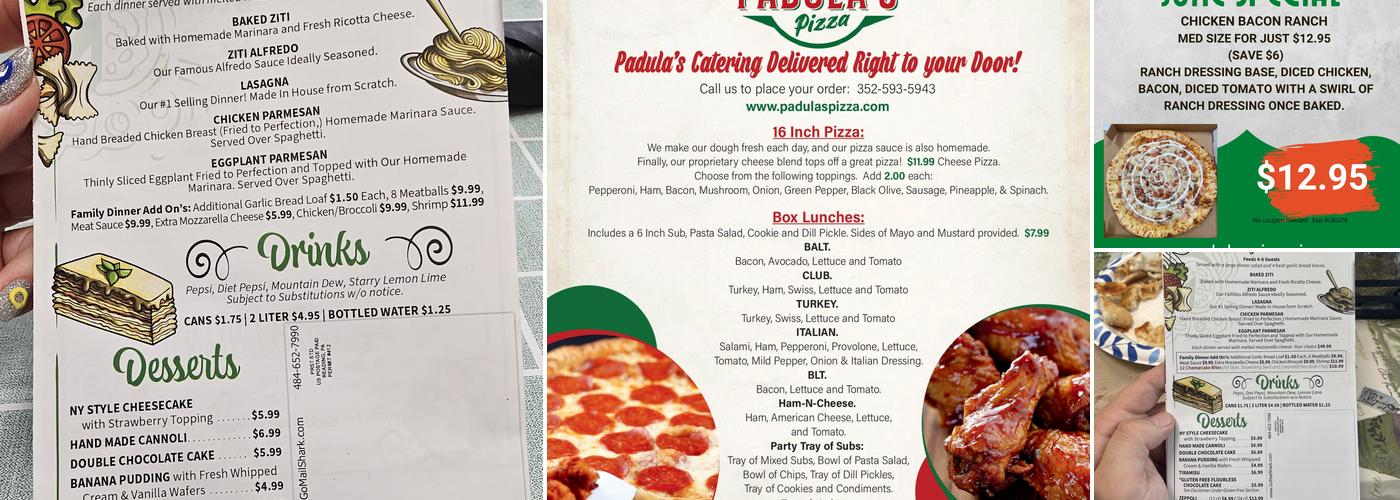 Padula's Pizzeria Menu