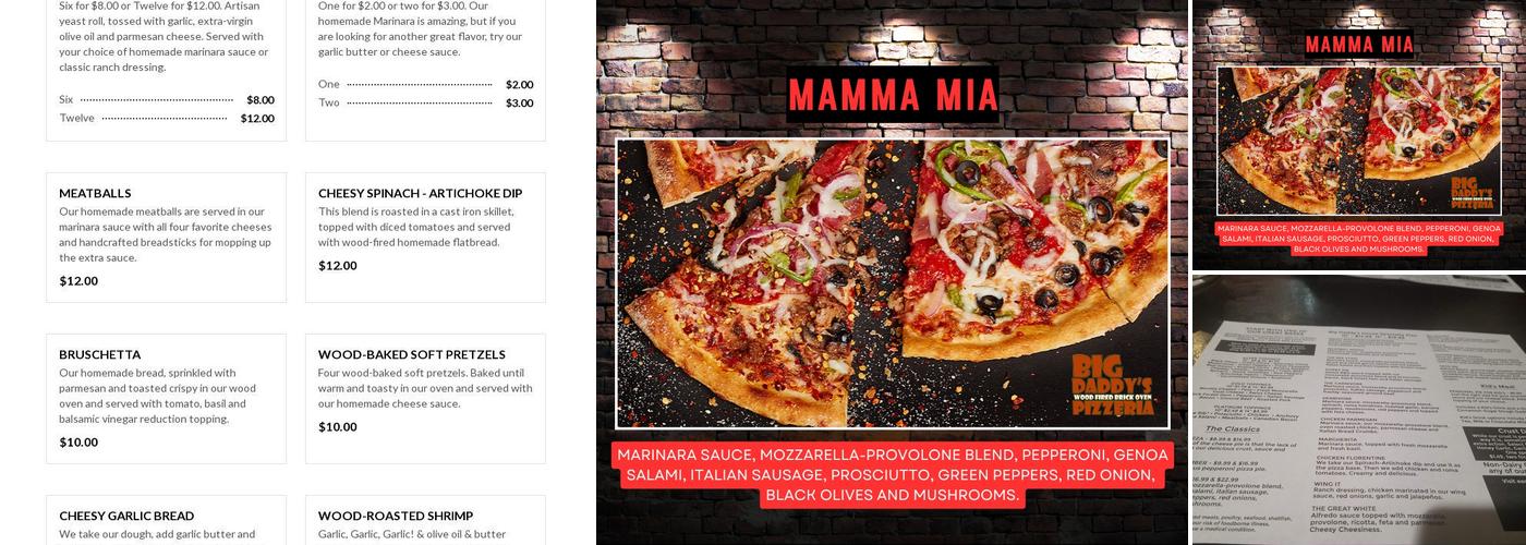 Big Daddy's Pizzeria Menu