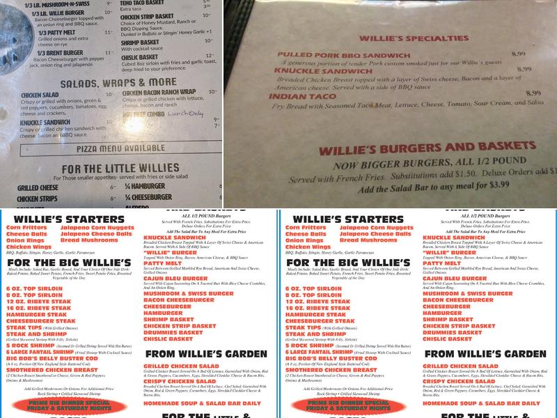 Willie's Bar & Grill Menu