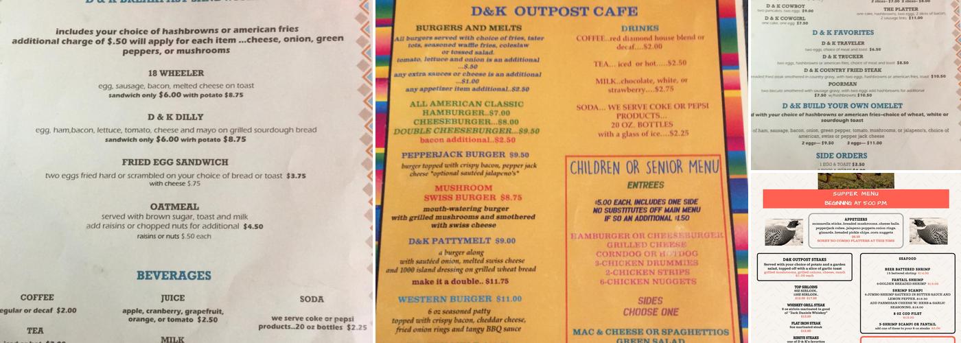 D & K Outpost Menu
