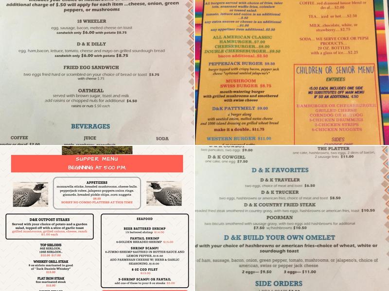 D & K Outpost Menu