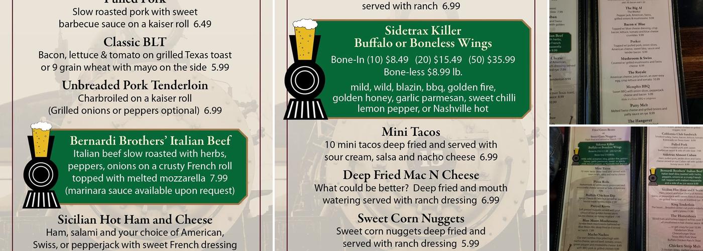 Sidetrax Bar & Grill Menu