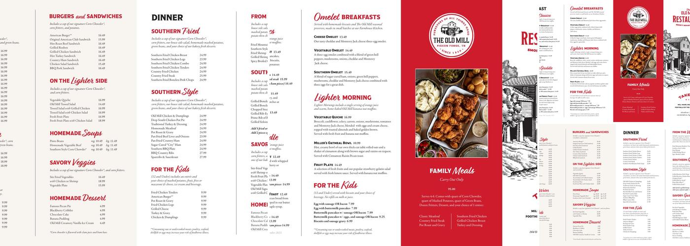 The Old Mill Pottery House Café Menu