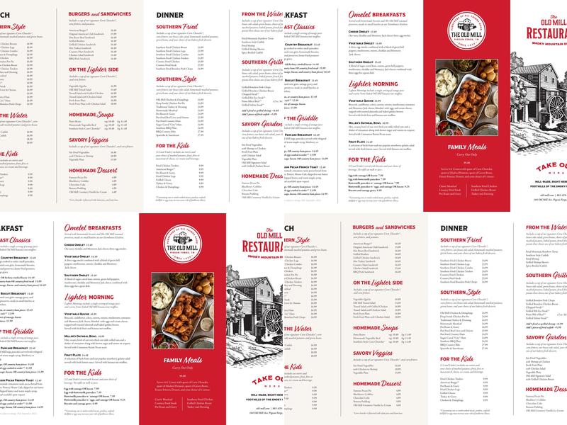 The Old Mill Pottery House Café Menu