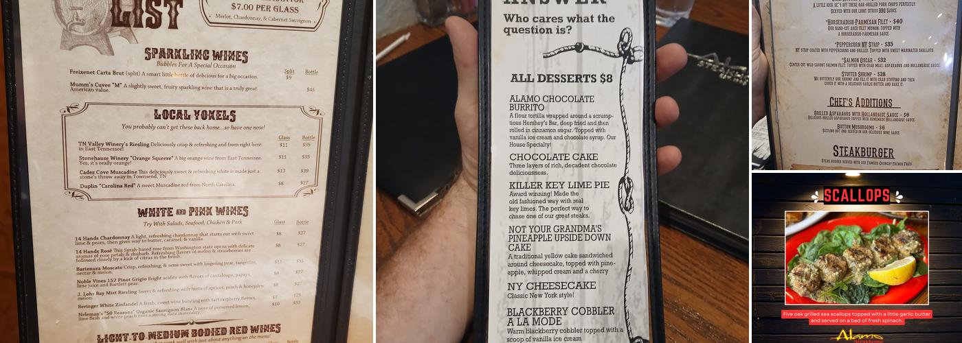 Alamo Steakhouse Menu