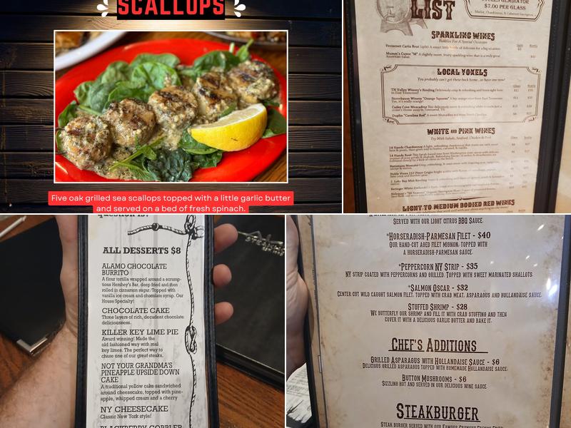 Alamo Steakhouse Menu