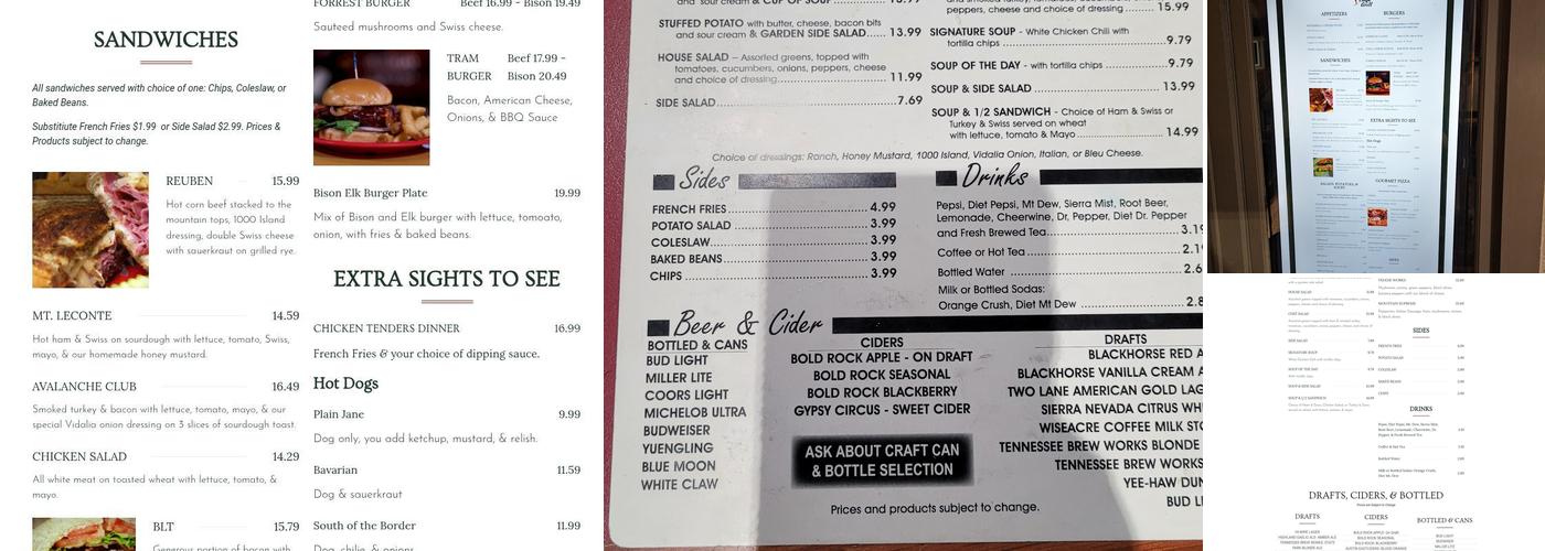 Mountain Edge Grill Menu