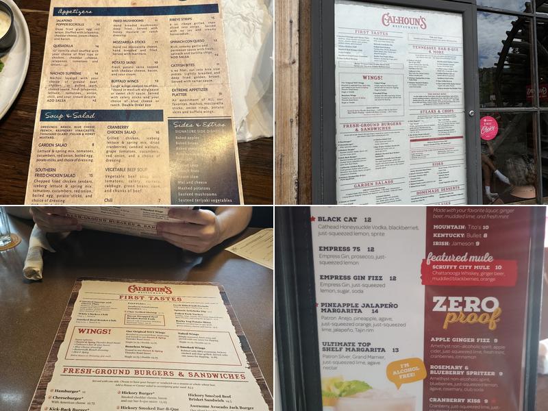 Calhoun's in Gatlinburg Menu