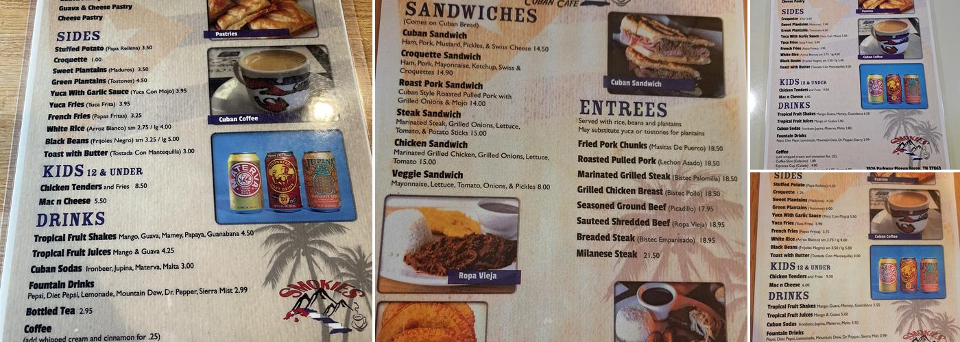 Smokies Cuban Cafe Menu