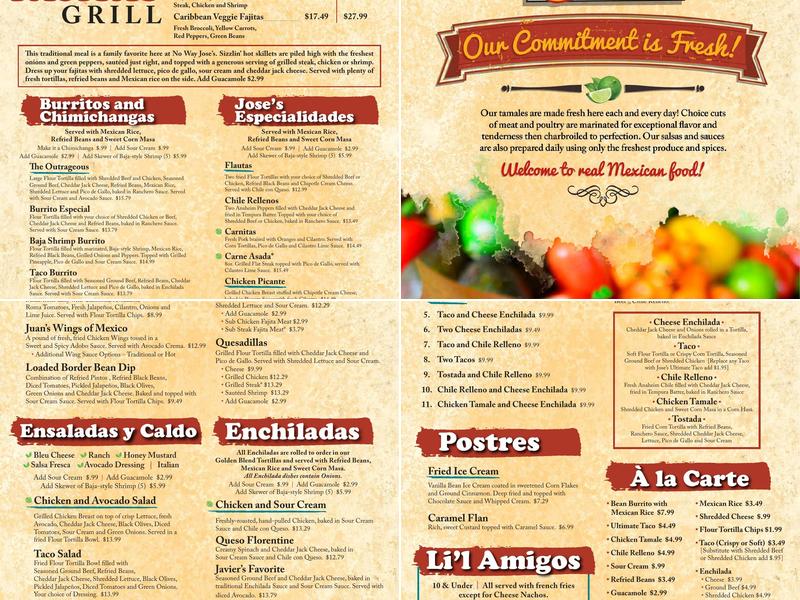 No Way Jose’s Cantina Menu