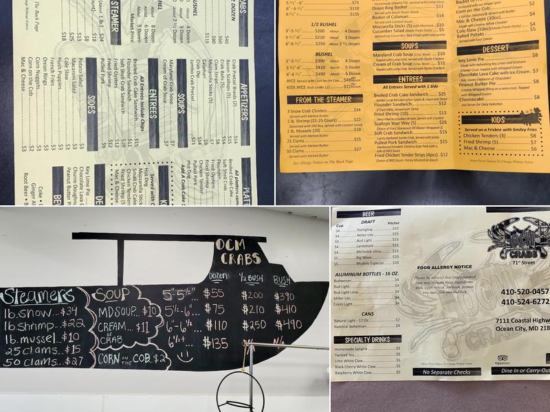 OCM Crabs Menu