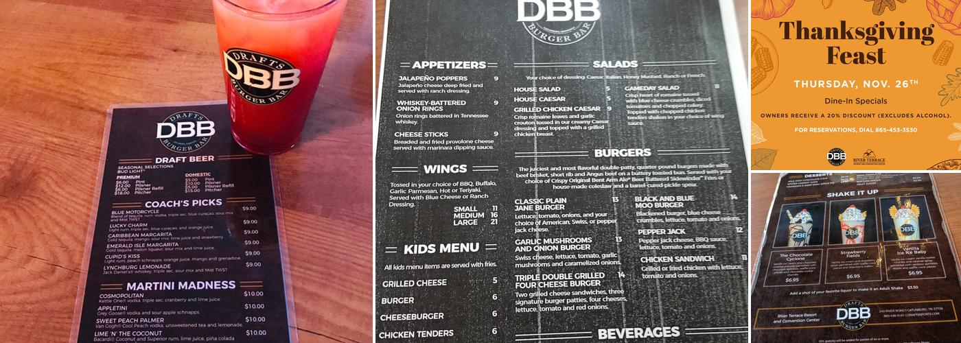 Drafts Burger Bar Menu
