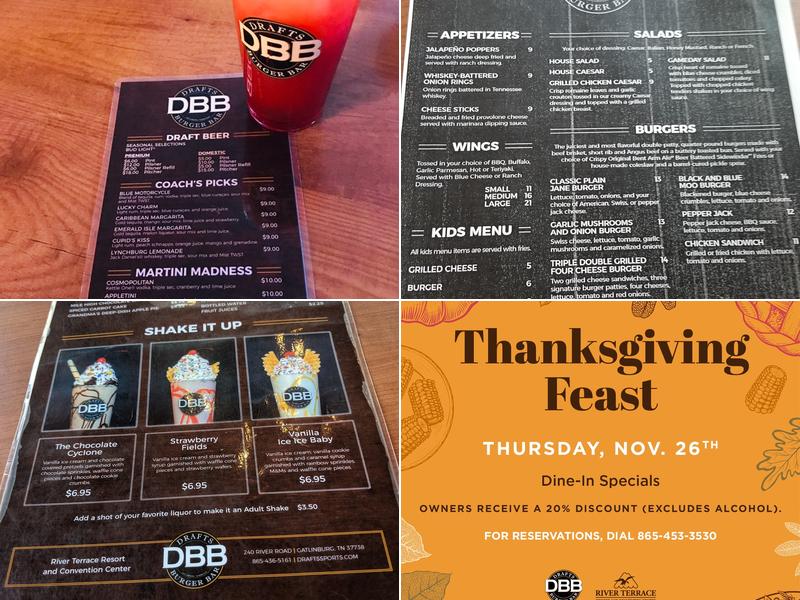 Drafts Burger Bar Menu