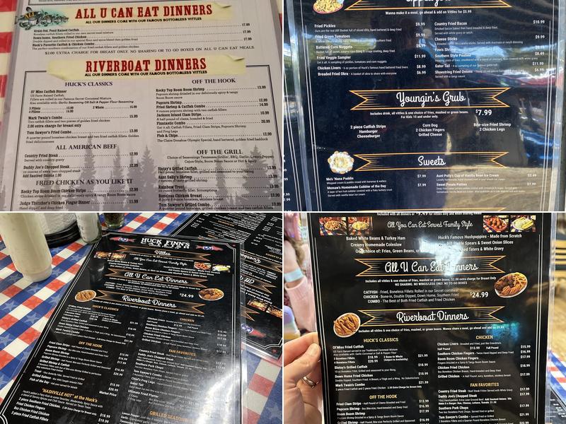 Huck Finn's Catfish Menu