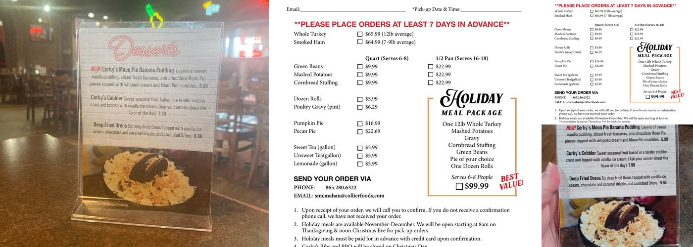 Corky's Ribs & BBQ Menu