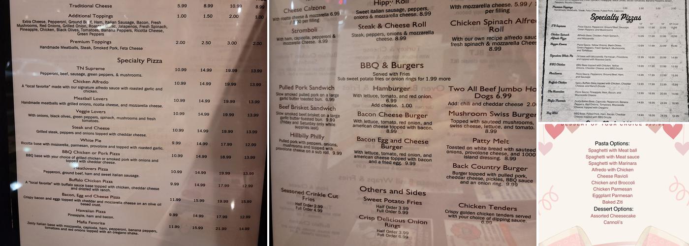 Tennessee Pizza Company Menu