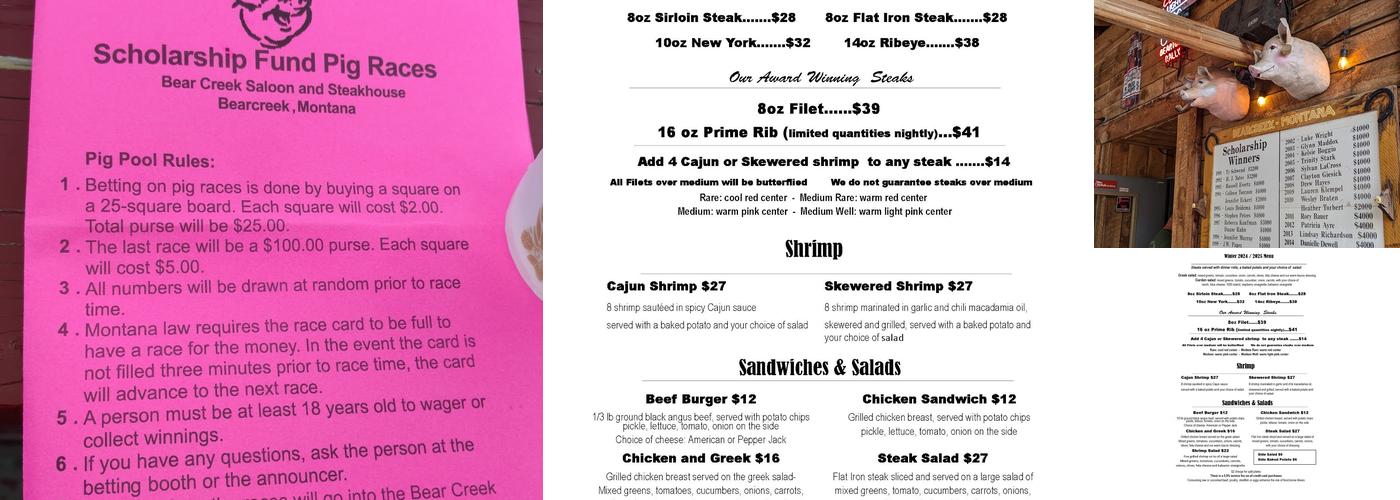 Bear Creek Saloon & Steakhouse Menu