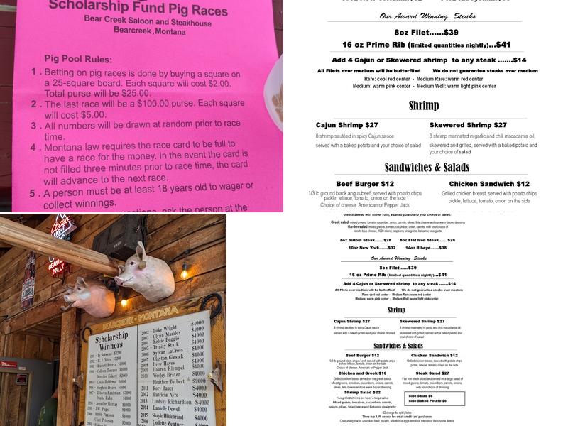 Bear Creek Saloon & Steakhouse Menu