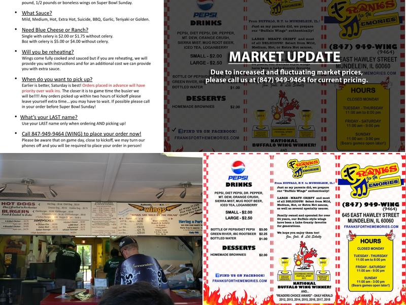 Franks For the Memories Menu