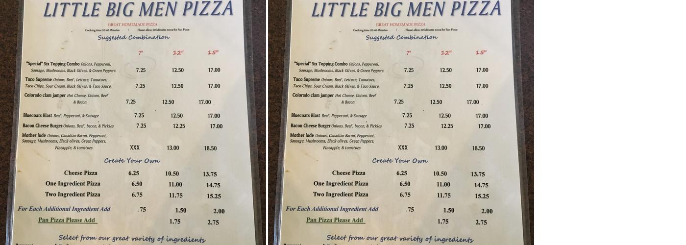 Little Big Men of Hardin Menu
