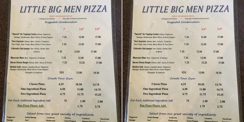 Little Big Men of Hardin Menu
