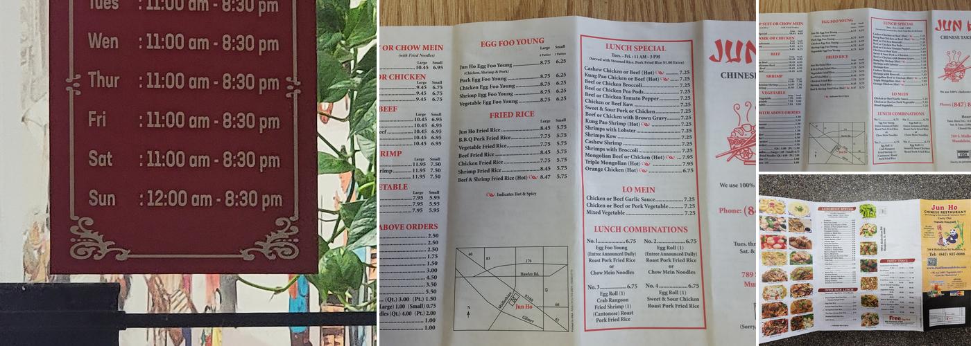 Jun Ho Menu
