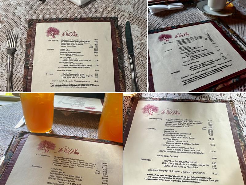 Wild Plum Tea Room Menu