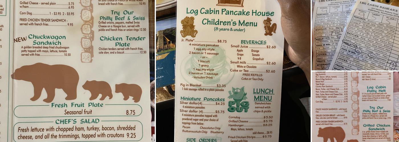 Log Cabin Pancake House Menu