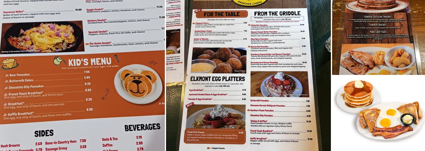 Flapjack's Pancake Cabin Menu